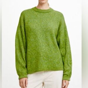 3-1 Phillip Lim Alpaca Wool Sweater Green Crewneck  Dropped Shoulders Womens SP